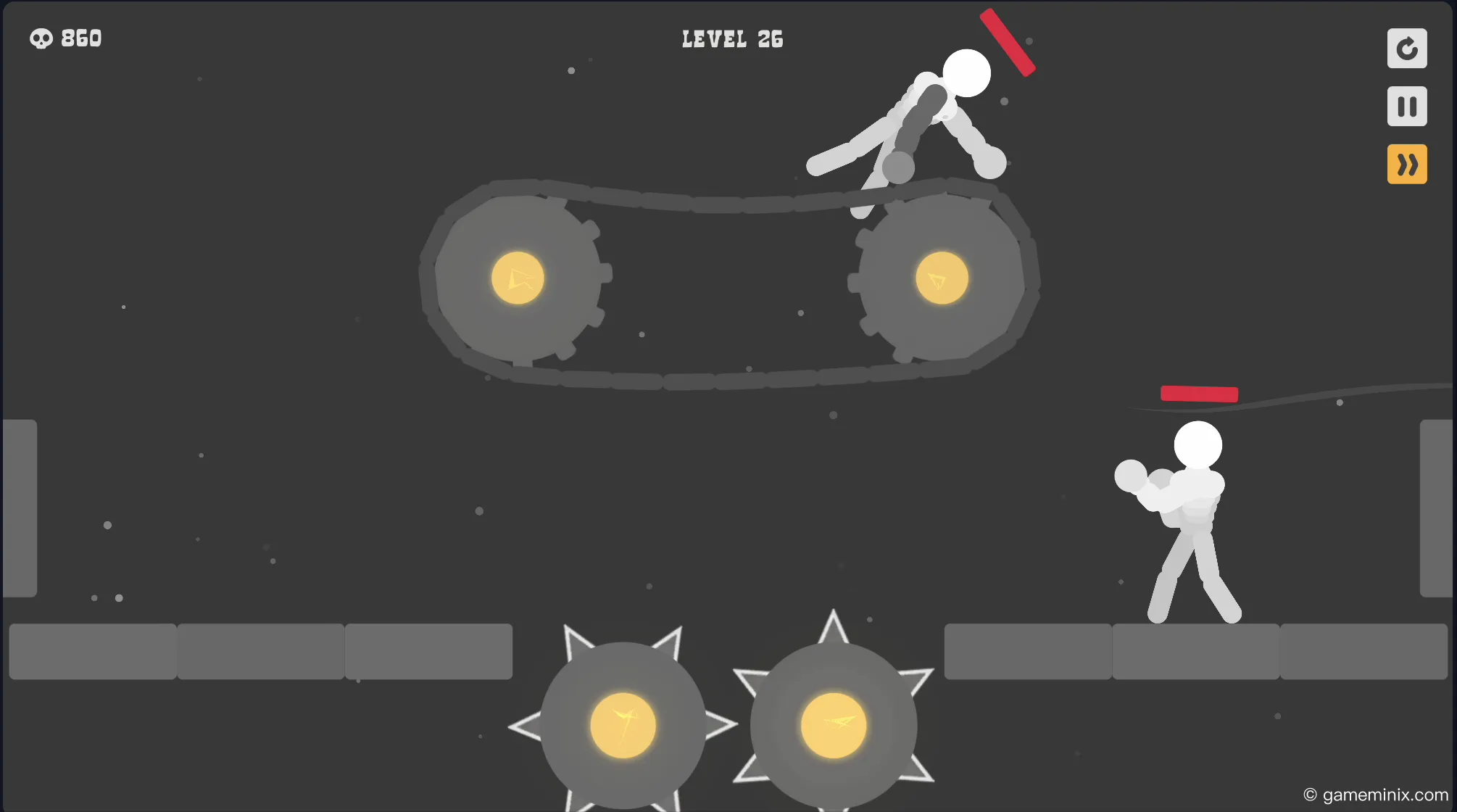Ragdoll Hit elastic device strategy for enemy elimination